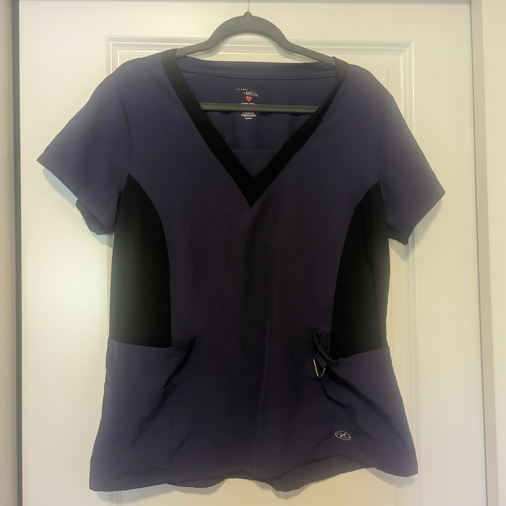 Purple and Black Women's Scrub Top